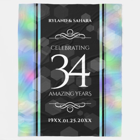 Elegant 34th Opal Wedding Jubileum Celebration Fleece Deken (Voorkant)