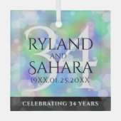 Elegant 34th Opal Wedding Jubileum Celebration Glas Ornament (Voorkant)