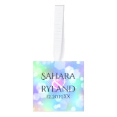 Elegant 34th Opal Wedding Jubileum Celebration Kubus Ornament (Voorkant)