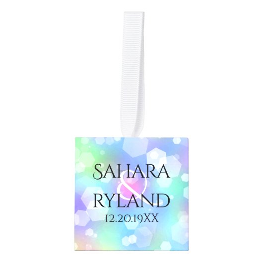 Elegant 34th Opal Wedding Jubileum Celebration Kubus Ornament (Voorkant)