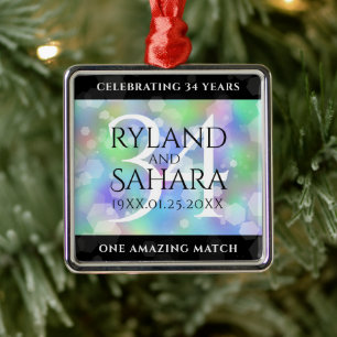 Elegant 34th Opal Wedding Jubileum Celebration Metalen Ornament