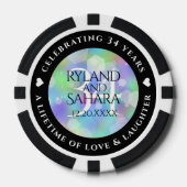 Elegant 34th Opal Wedding Jubileum Celebration Poker Chips (Voorkant)