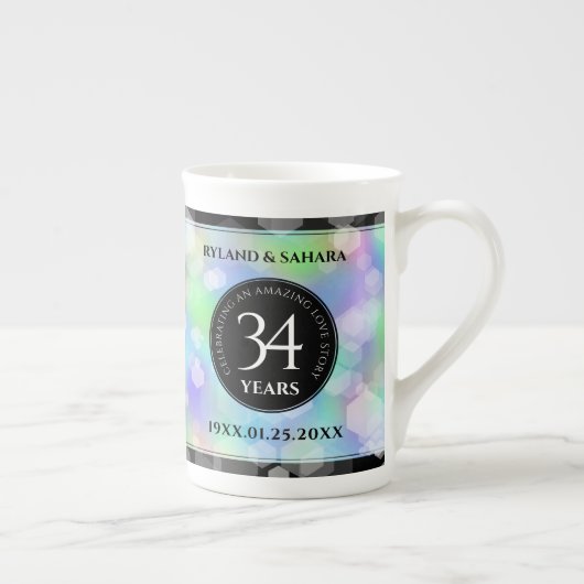 Elegant 34th Opal Wedding Jubileum Celebration Porselein Kop (Rechts)