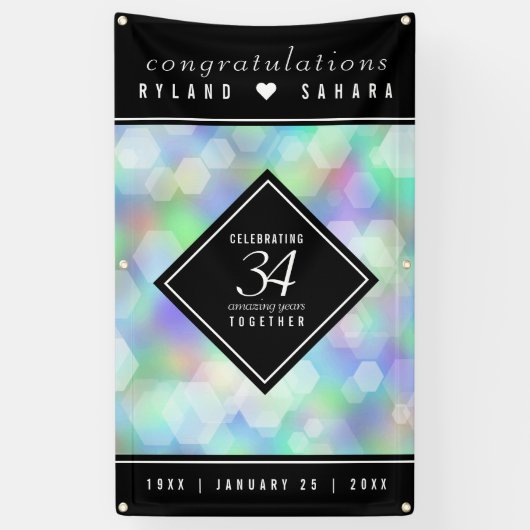 Elegant 34th Opal Wedding Jubileum Celebration Spandoek (Verticaal)