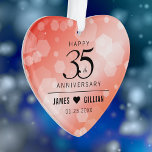 Élégant 35e anniversaire de Mariage corallien<br><div class="desc">Celebrate the 35th coral wedding anniversary with this stylish ornament ! Elegant black lettering with hexagonal confeti on coral pink background add a mémorable touch for this special and extraordinary milestone. Personnalize with couple's names and wedding date. Reverse shows identical. use is, or replace with a photo. This design is...</div>