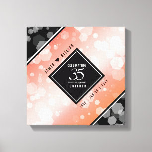 Elegant 35th Coral Wedding Jubileum Canvas Afdruk