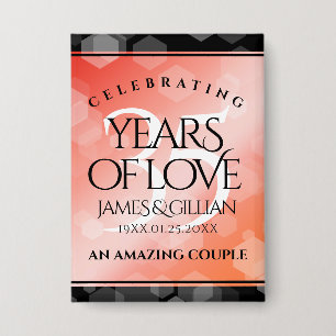 Elegant 35th Coral Wedding Jubileum Celebration Button