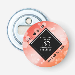 Elegant 35th Coral Wedding Jubileum Celebration Button Flesopener
