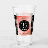 Elegant 35th Coral Wedding Jubileum Celebration Glas (Voorkant)