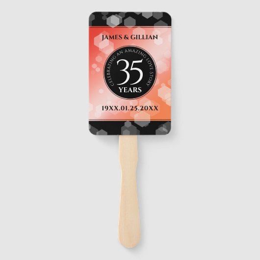 Elegant 35th Coral Wedding Jubileum Celebration Handwaaier (Achterkant)