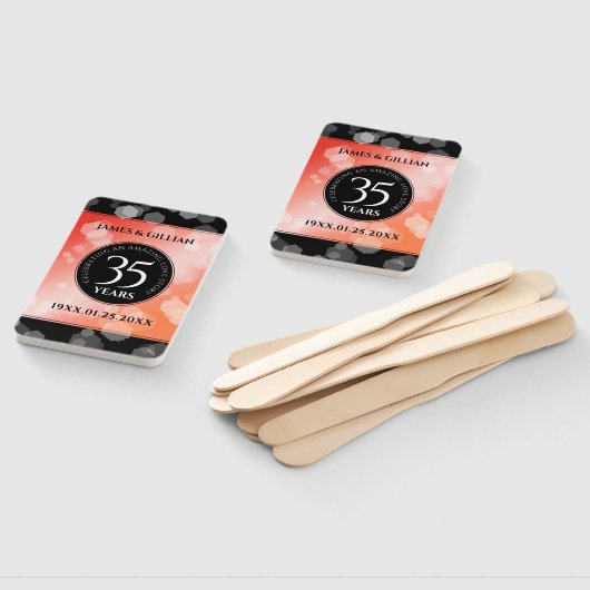 Elegant 35th Coral Wedding Jubileum Celebration Handwaaier (Niet-gemonteerd)