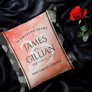 Elegant 35th Coral Wedding Jubileum Celebration Kussen