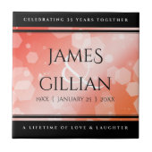 Elegant 35th Coral Wedding Jubileum Celebration Tegeltje (Voorkant)