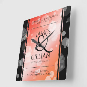 Elegant 35th Coral Wedding Jubileum Celebration Vierkante Klok