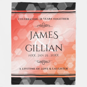 Elegant 35th Coral Wedding Jubileum Fleece Blan