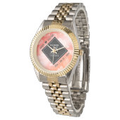 Elegant 35th Coral Wedding Jubileum Horloge (Gekanteld)