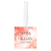 Elegant 35th Coral Wedding Jubileum Kubus Ornament (Voorkant)