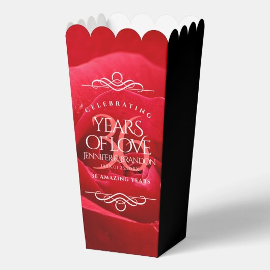 Elegant 36th Roos Wedding Jubileum Celebration Bedankdoosjes (Voorkant)