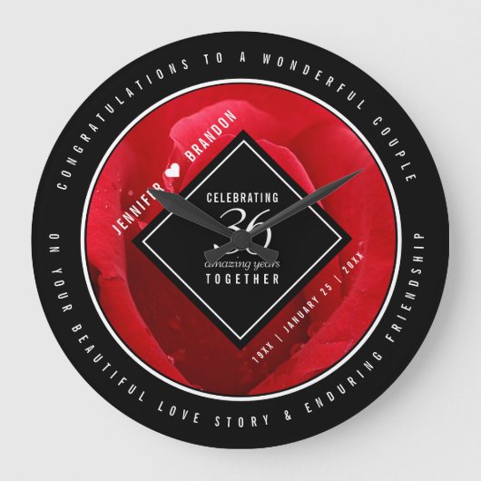 Elegant 36th Roos Wedding Jubileum Celebration Grote Klok (Voorkant)