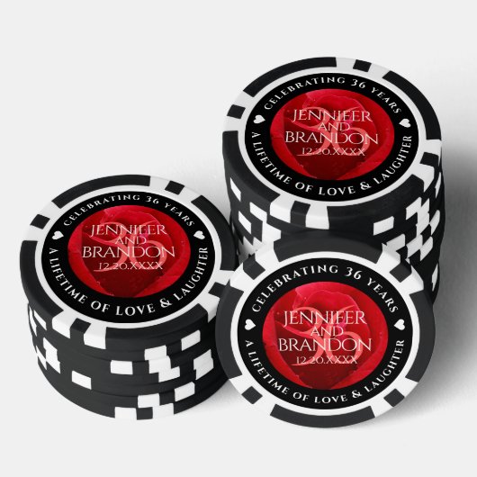 Elegant 36th Roos Wedding Jubileum Celebration Poker Chips (Opstapeling)