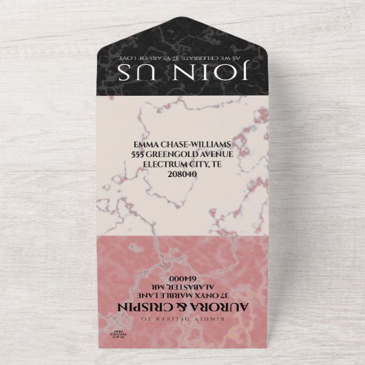 Elegant 37th Alabaster Wedding Jubileum All In One Uitnodiging (Buitenkant)