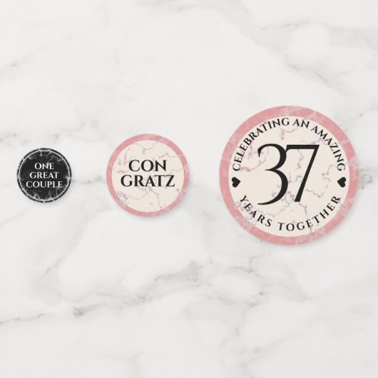 Elegant 37th Alabaster Wedding Jubileum Confetti (Voorkanten)