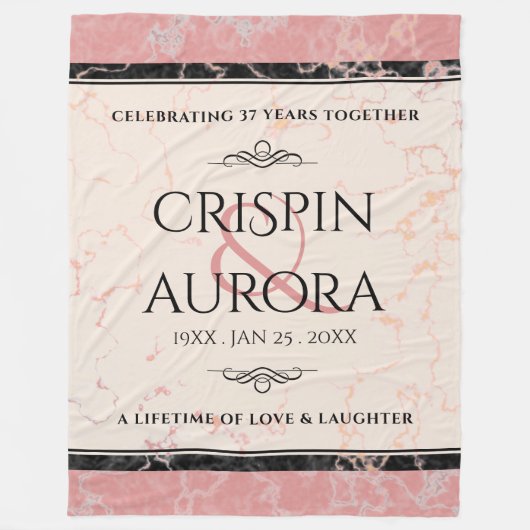 Elegant 37th Alabaster Wedding Jubileum Fleece Deken (Voorkant)