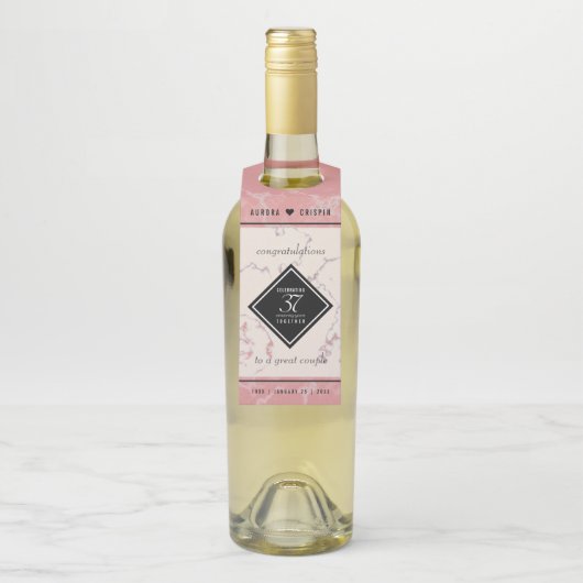 Elegant 37th Alabaster Wedding Jubileum Flessenhanger (Op fles)