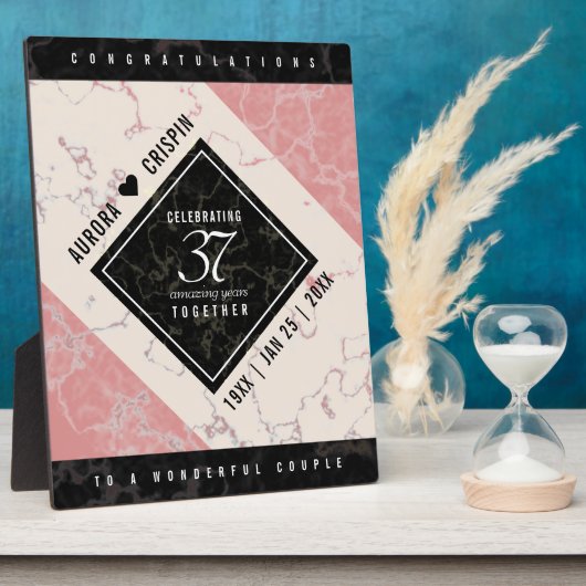 Elegant 37th Alabaster Wedding Jubileum Fotoplaat (Zijkant)