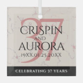 Elegant 37th Alabaster Wedding Jubileum Glas Ornament (Voorkant)