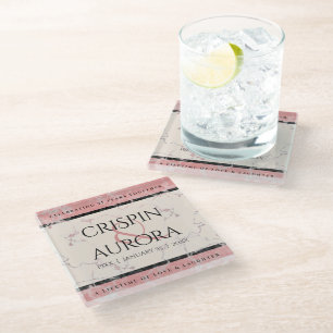 Elegant 37th Alabaster Wedding Jubileum Glazen Onderzetter