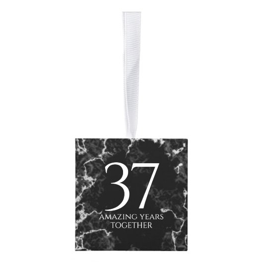 Elegant 37th Alabaster Wedding Jubileum Kubus Ornament (Rechts)