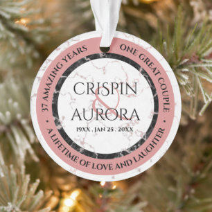 Elegant 37th Alabaster Wedding Jubileum Ornament