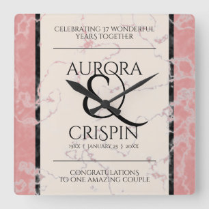 Elegant 37th Alabaster Wedding Jubileum Vierkante Klok