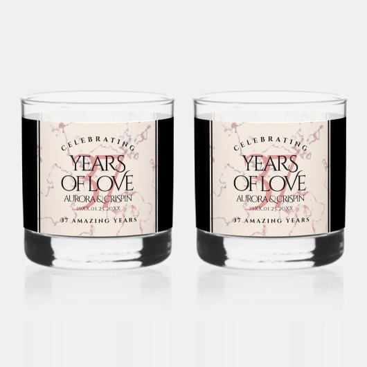 Elegant 37th Alabaster Wedding Jubileum Whisky Glas (Voorkant)