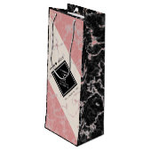 Elegant 37th Alabaster Wedding Jubileum Wijn Cadeautas (Achterkant Gekanteld)