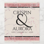 Elegant 37th Alabaster Wedding Jubileum Wijn Etiket (Enkel label)