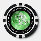 Elegant 38th Emerald Wedding Jubileum Poker Chips (Voorkant)
