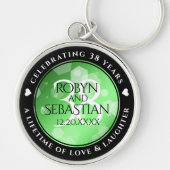 Elegant 38th Emerald Wedding Jubileum Sleutelhanger (Voorkant)