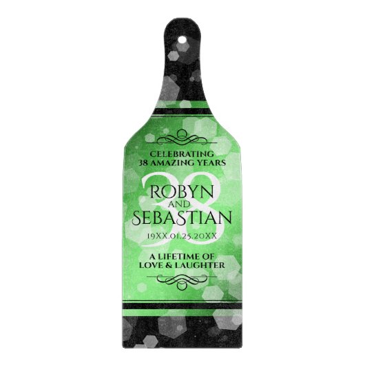 Elegant 38th Emerald Wedding Jubileum Snijplank (Voorkant)