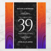 Elegant 39th Agate Wedding Jubileum Wijn Etiket (Enkel label)