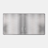 Elegant 3-D Monogram & Zwarte Naam, Geborsteld Zil Bureaumat (Voorkant)