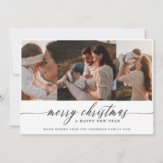 Elegant 3 Foto Collage familie Holiday Card Kaart (Voorkant)