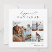 Elegant 3 Foto Collage Happiest Hanukkah Feestdagenkaart (Voorkant)