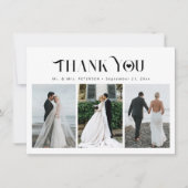 Elegant 3 fotocollage moderne bruiloft bedankkaart (Voorkant)