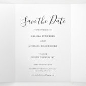 Elegant 3 Fotoscript Trouwen Sla de datum op Drieluik Aankondiging (Binnenkant midden)