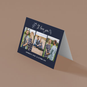 Elegant 3 fotosjabloon gevouwen vakantie Kaart