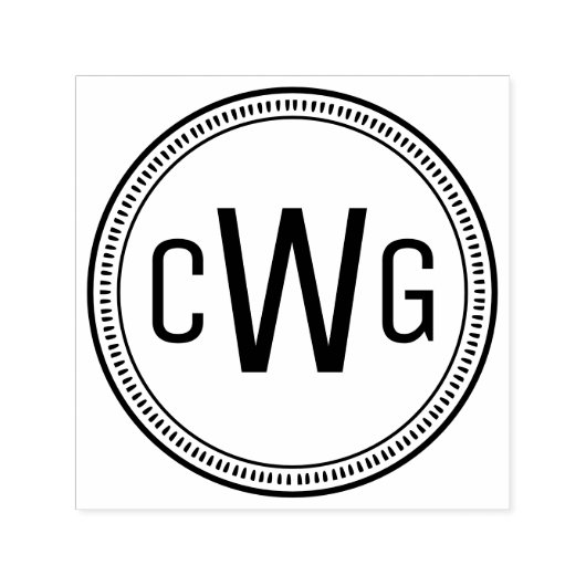 Elegant 3 Initiaal Monogram #1 rond Lijst #10 Zelfinktende Stempel (Design)