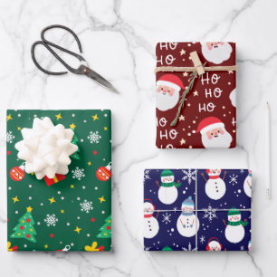 Elegant 3 Kerstman met de Achtergrond van het Man Inpakpapier Vel