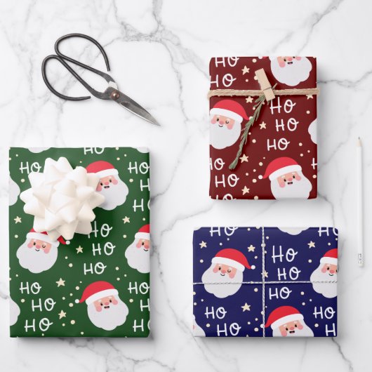 Elegant 3 kerstmis Ho Ho Pattern Inpakpapier Vel (Voorkant)